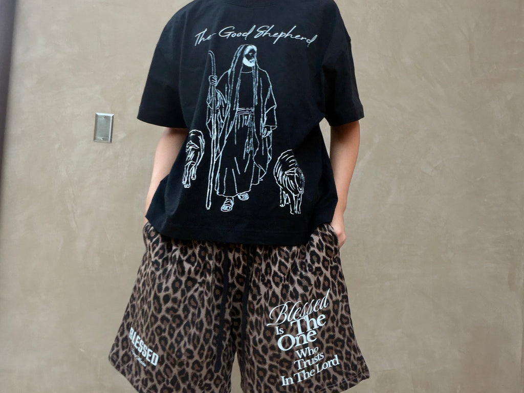 'BLESSED' Leopard Shorts