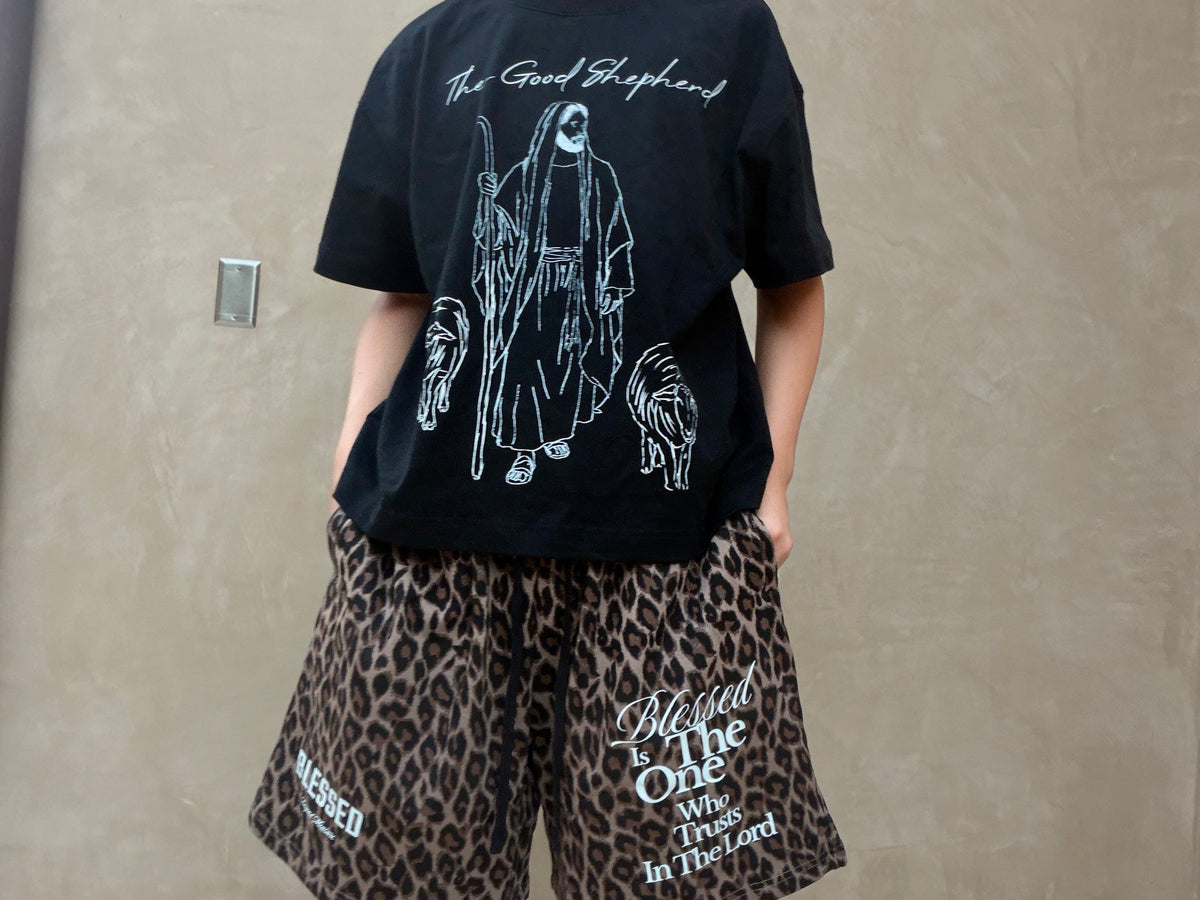 'BLESSED' Leopard Shorts